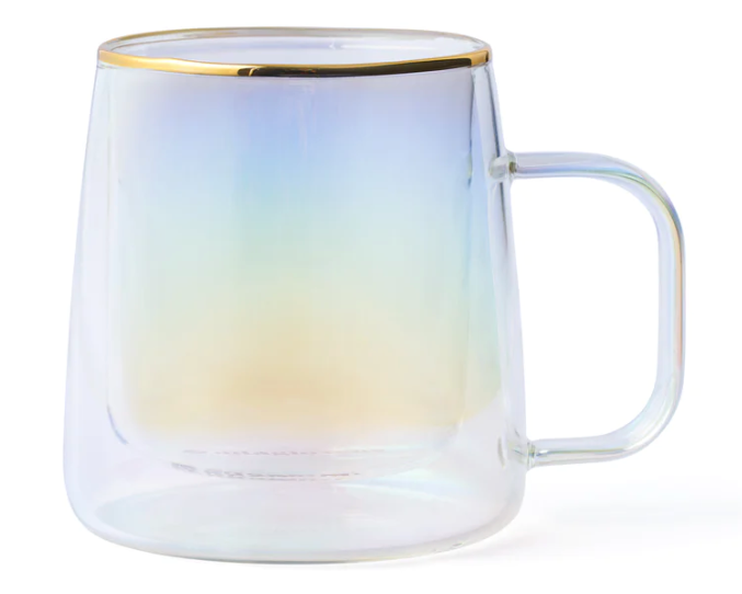 Taza Doble Vidrio Iridescent