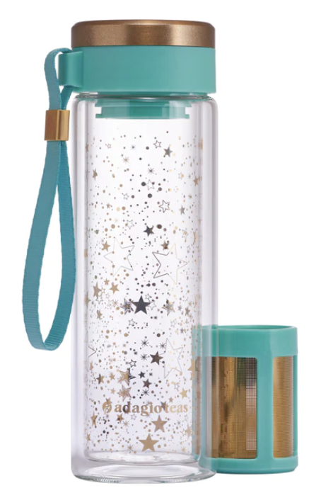 Travel Mug Vidrio Menta Estrellas