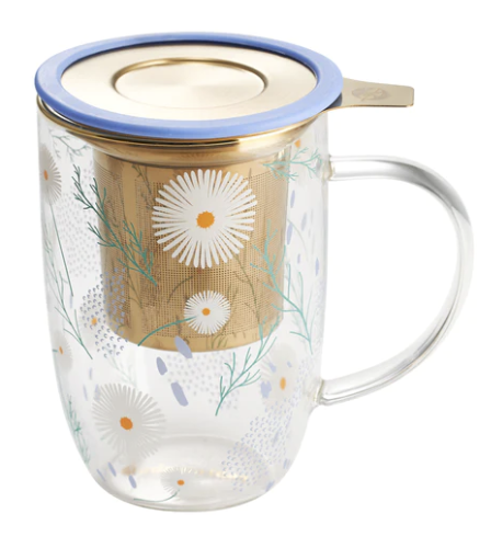 Mug Bhoro Flores Azul y Blanco