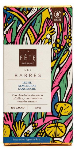 Leche Almendras sin azúcar / 33% cacao Barra 100g