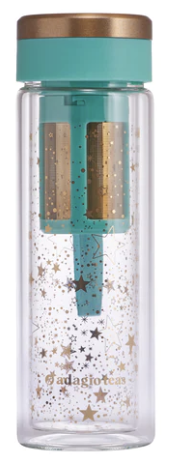 Travel Mug Vidrio Menta Estrellas